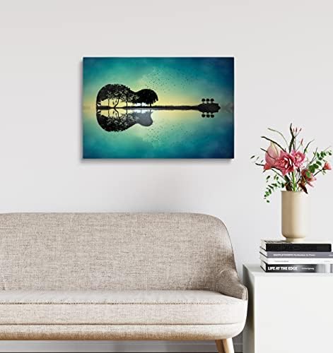 Pavaieics gitara zidna umjetnička platna platna Printins glazbeni umjetnički zid dekor sažetak gitara stablo otok slike umjetnička