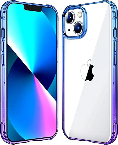 MKEKE za iPhone 13 futrola za iPhone 14 futrolu, gradijent ljubičasto plave odbojnike, otporni na šok, iPhone 13 za iPhone