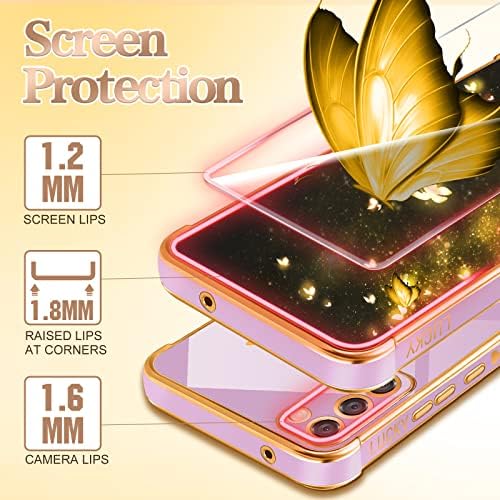 Coralog za Samsung Galaxy S23 slučaj leptir za žene djevojke Djevojke lijepe telefonske kutije Slatki ljubičasti i zlatni