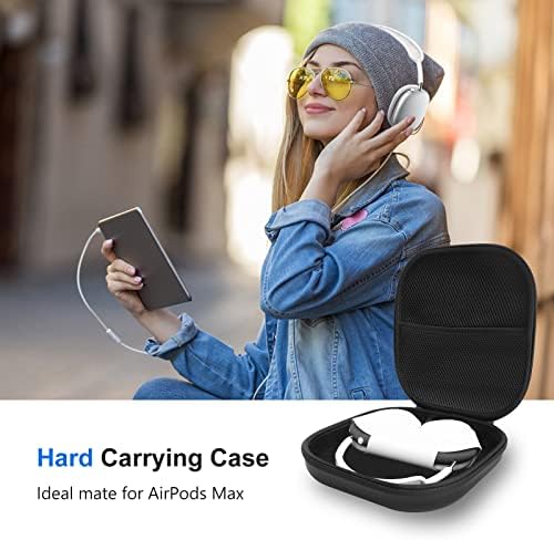 OPOWAY Tvrdi futrola za AirPods Max s mirovanjem, nadograđeni kućište za nošenje slušalica sa silikonskim pokrovom i džepom