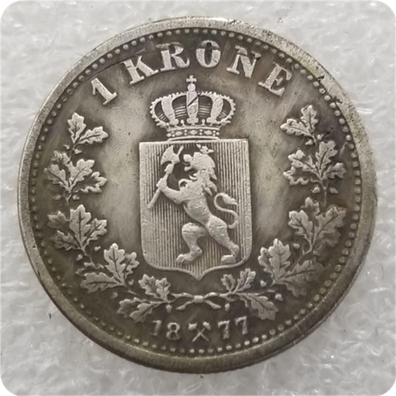 Norveška 1875,1877,1898,1900.1904 Norveška 1 Krone kovanice srebrni dolar