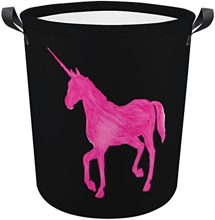 Ružičasti jednorog konja sa sklopivim košaricama za pranje rublja vodootporna vreća za spremanje kante s ručicom 16,5 x 16,5