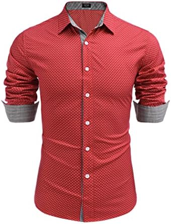 Coofandy muška poslovna haljina košulja dugi rukav vitka košulja ležerna polka točkica tiskana gumba dolje košulje