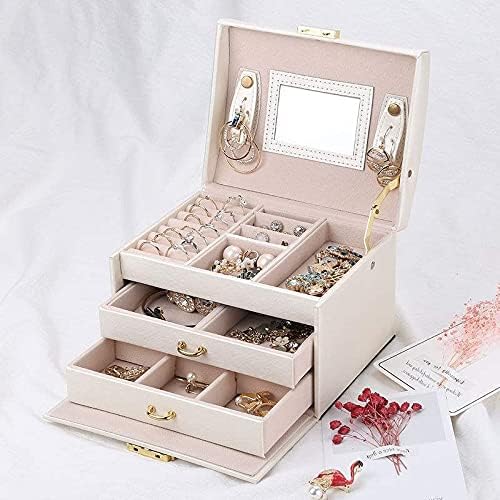 Kemeilian ZBSSH601 PU kožna višeslojna kutija za nakit Ladica za djevojčice Ogrlica s ogledalom za skladištenje Organizator