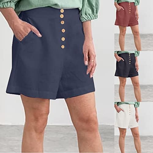 OAMDNDEA Womens Plus Shorts Shorts Gumb Down hlače Ljetne hlače gumb za kratke hlače za dame ljetne hlače s džepnim hlačama