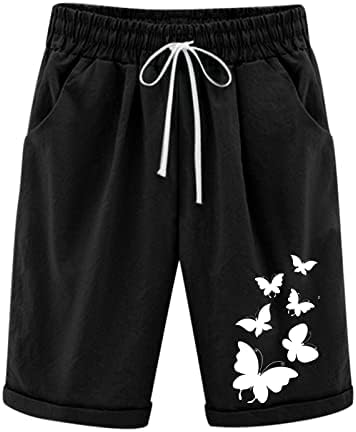 Znojne kratke hlače za žene dugačke pamučne posteljine Bermuda kratke hlače Vježbanje hodajući kratke hlače dužine koljena