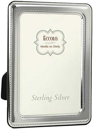 Eccolo napravljen u Italiji Sterling Silver Silver Frame, 8 do 10 , Black Houndstooth
