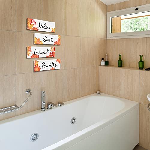 Suqkxco jesenski list dekor kupaonice opuštajte se namočite udisati minimalistički dekor zida 4 komada dekor kupaonice botanički