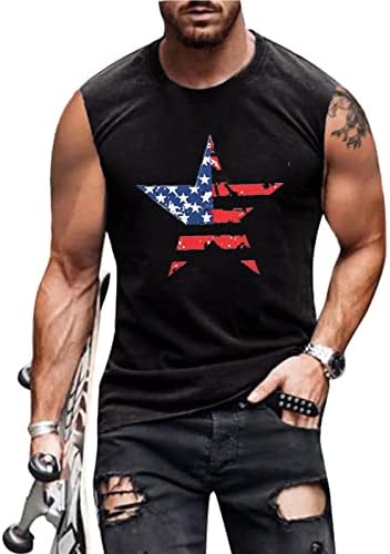 Fiscrat američka zastava zvijezda tenk vrhovi muškarci 4. srpnja Patriotske majice USA zastave grafički mišićni majica bez