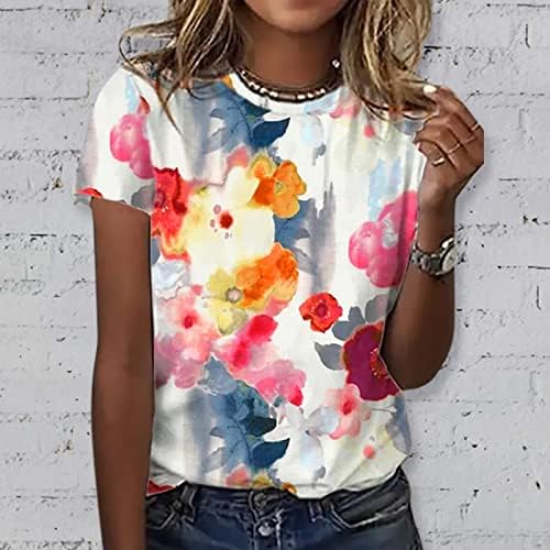 Ženske plus veličine vrhovi grafičke majice o vratu slatko tiskano ljeto ležerne majice vrhovi majica majice žene labave