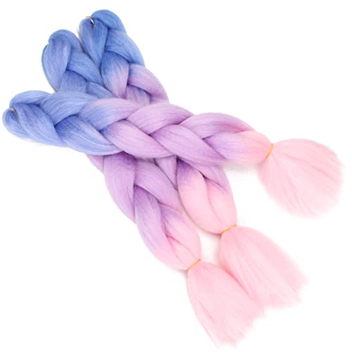 24 divovska kutija za pletenje kose, 3 punđe / lot, plava-svijetlo ljubičasta-ružičasta