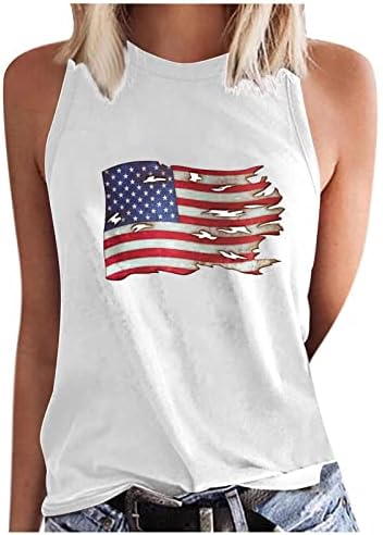 Vrhovi tenkova za žene, ženske američke zvijezde striptira patriotsku majicu Ljetno labavi tenk vrhovi američka zastava za