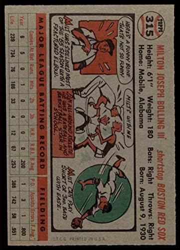 1956. Topps 315 Milt Bolling Boston Red Sox ex Red Sox