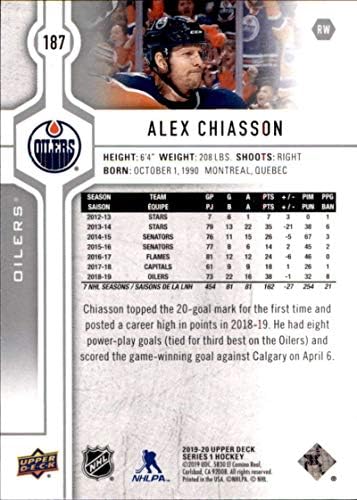 2019-20 Gornja paluba 187 Alex Chiasson Edmonton Oilers Hockey Card