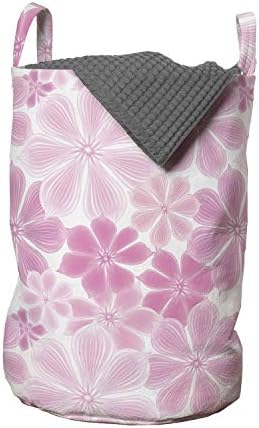 Kuhabilna blijedo ružičasta torba za rublje, uzorak cvijeća u ružičastim nijansama koje dolaze iz proljetnih tematskih tratinčica,