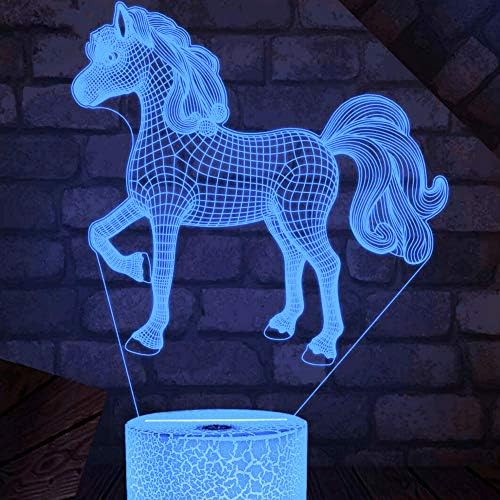 Jinnwell 3d konjske životinje noćna svjetla lampica iluzija LED 7 boja za promjenu dodira prekidač stol za stol za stol za